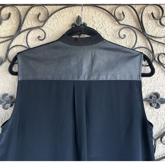 SEA New York Lambs Leather And Silk Blouse - Size 8 - Black - Picture 5 of 7